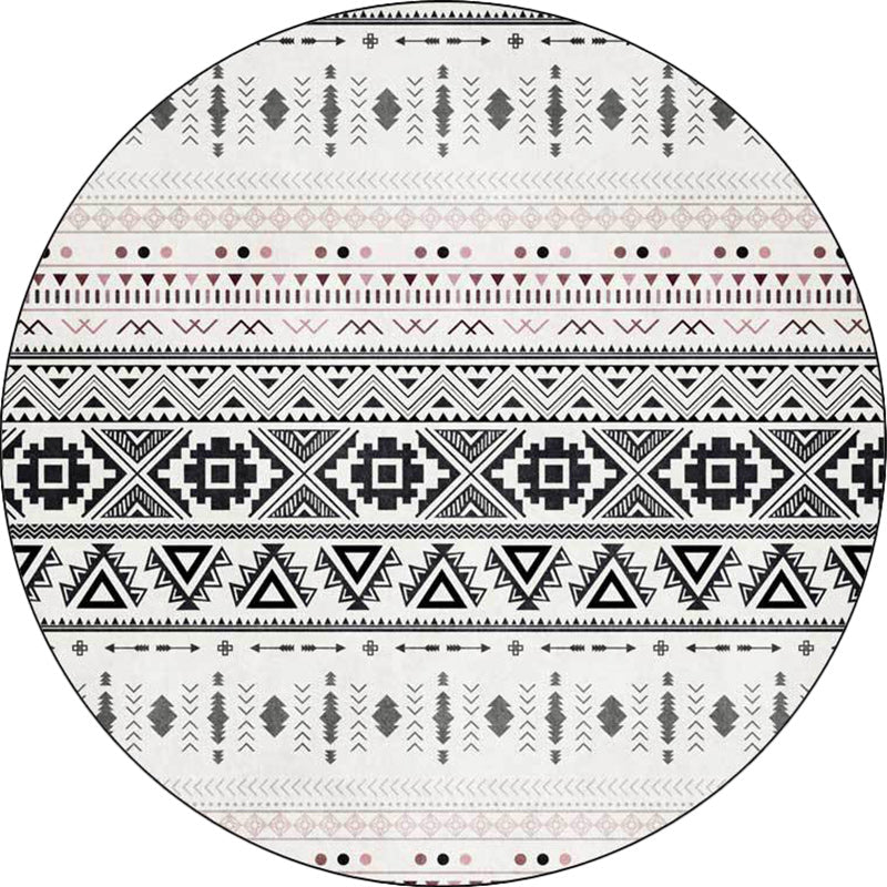 BowLift | White Southwestern Carpet Polyester Geometric Pattern Carpet Washable Non-Slip Bottom Carpet for Living Room