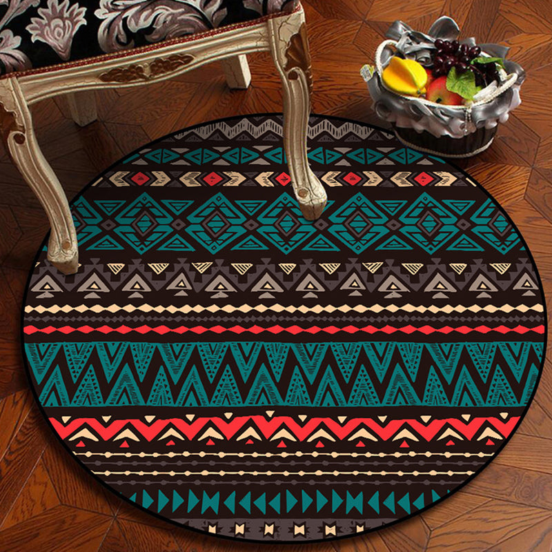 BowLift | Green Southwest Carpet Polyester geometric pattern rug washable non-slip backing rug for living room