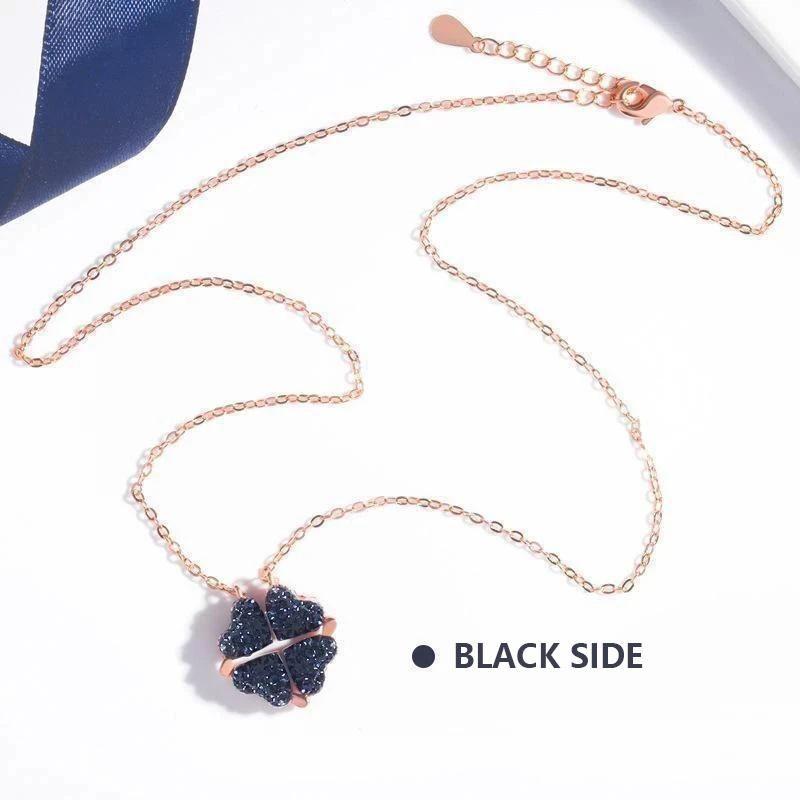 BowLift | Double Sided Four Leaf Clovers Heart Crystal Necklace