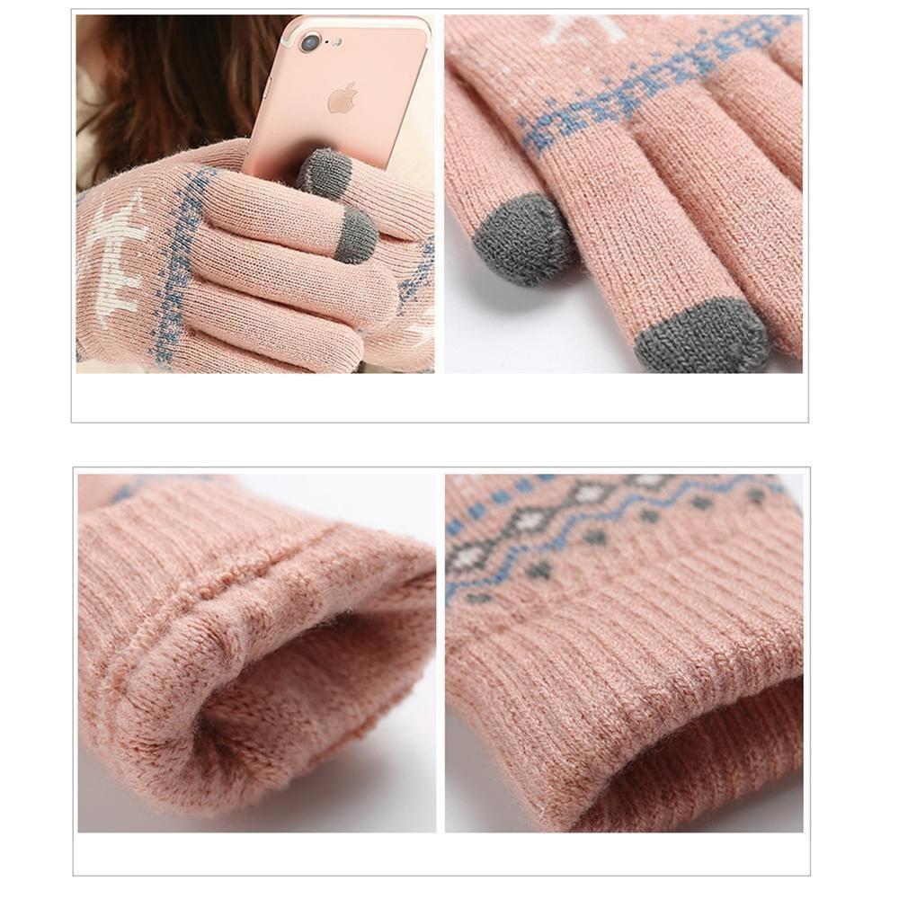BowLift | Elk Snowflake Printed Knitted Touchscreen Glove
