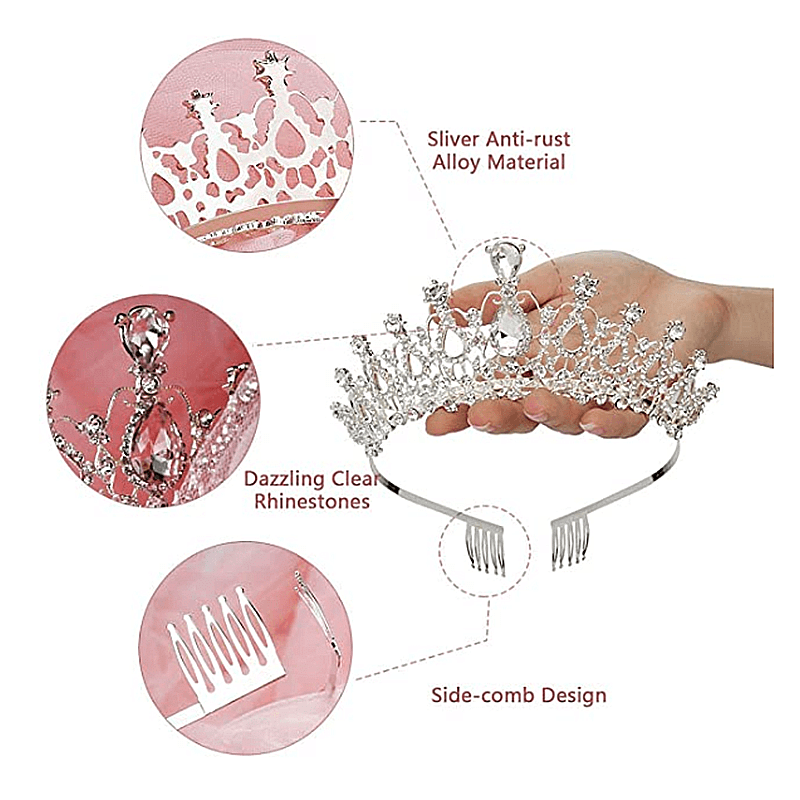 BowLift | Crystal Tiara Crown with Rhinestones Comb