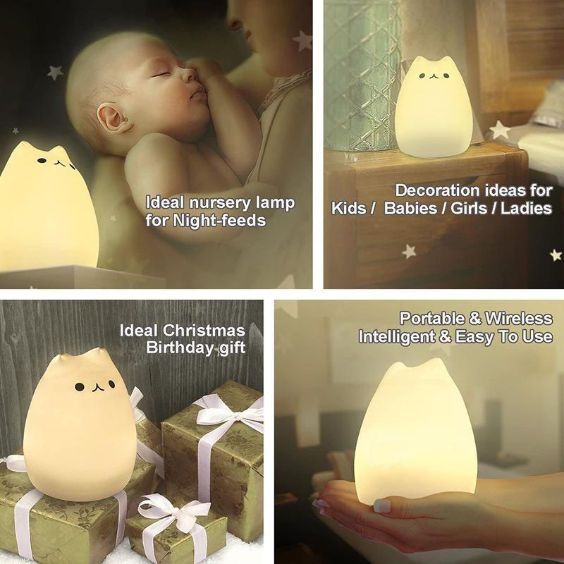 BowLift | Cute Silicone Cat Lamp Touch-Control Kids Bedside Lights