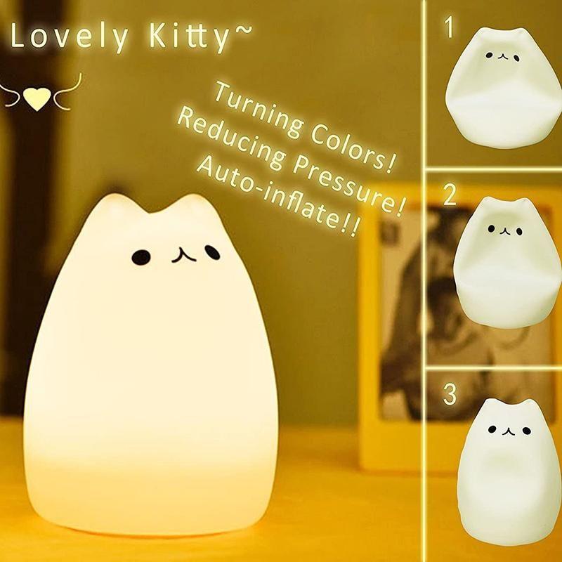 BowLift | Cute Silicone Cat Lamp Touch-Control Kids Bedside Lights