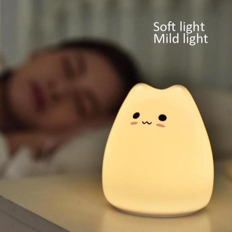 BowLift | Cute Silicone Cat Lamp Touch-Control Kids Bedside Lights