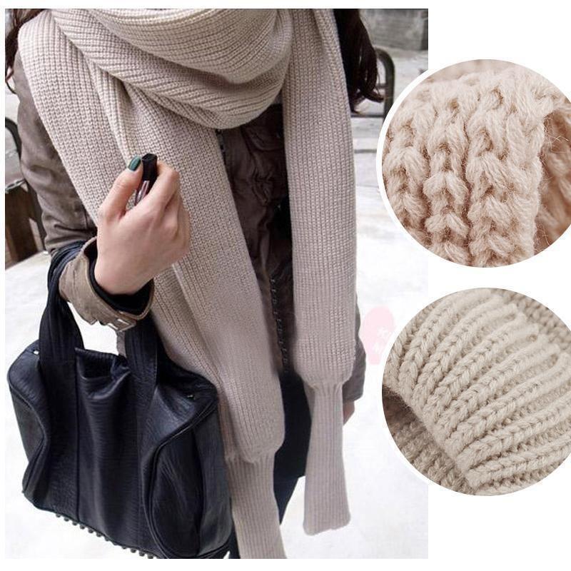 BowLift | Autumn & winter fashion crochet knitted scarf with sleeves
