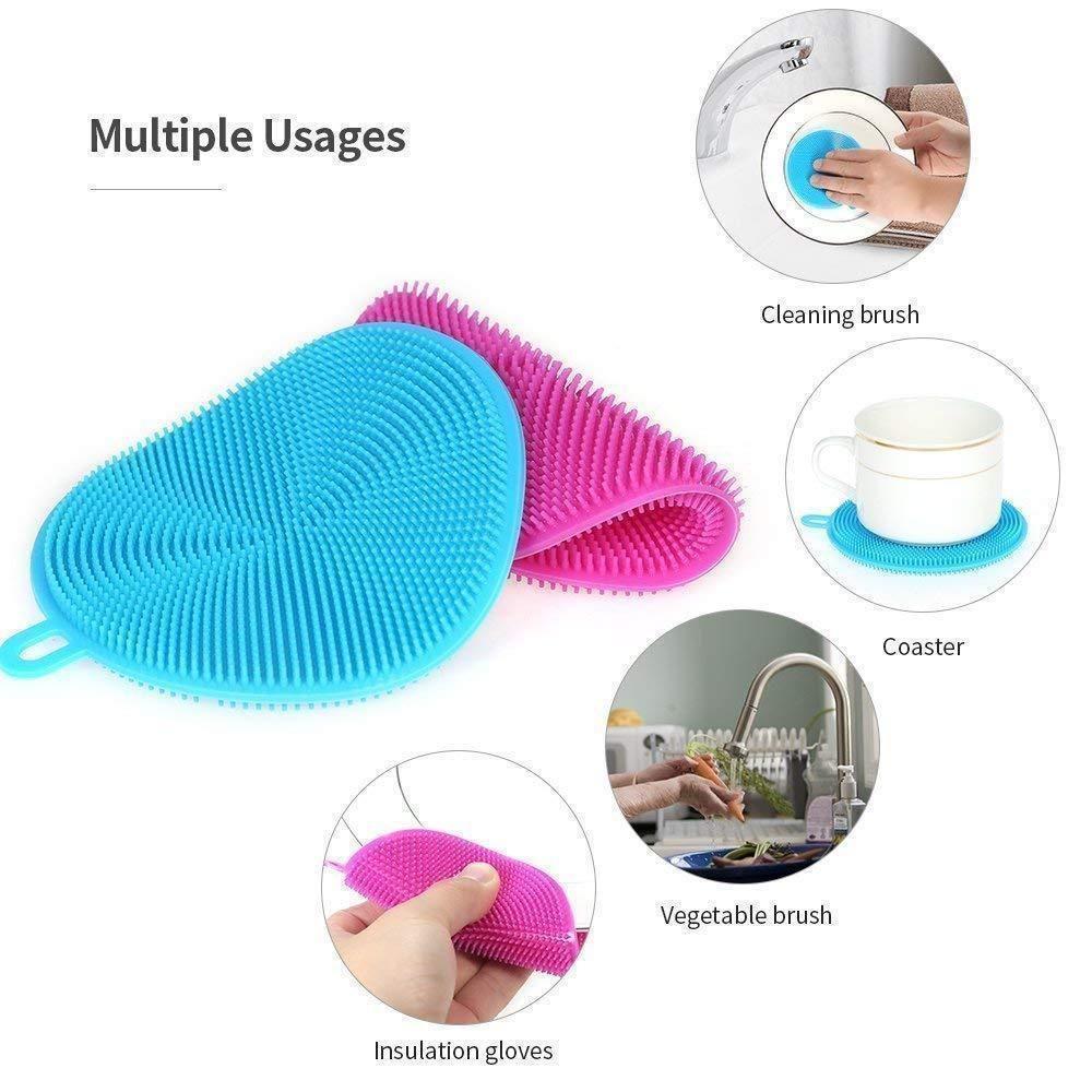 BowLift | Food Grade Multi-Function Antibacterial Silicone Scrubber Sponge Cleaning Brush Kitchen ， 5pcs