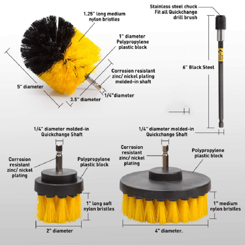 BowLift | Bathroom Floor Kitchen Car Maintenance Cleaning Brush,Cordless Drill NOT Included