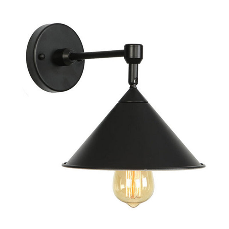 BowLift | Black/Gray Conical Wall Light Industrial Stylish Metallic 1 Head Bathroom Wall Lamp