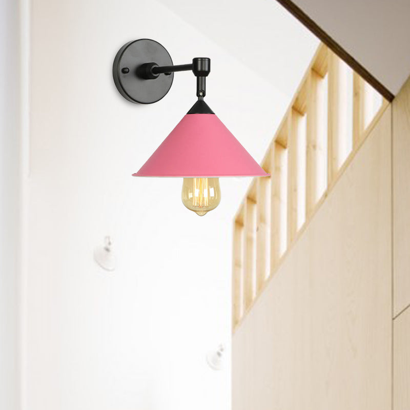BowLift | Black/Gray Conical Wall Light Industrial Stylish Metallic 1 Head Bathroom Wall Lamp