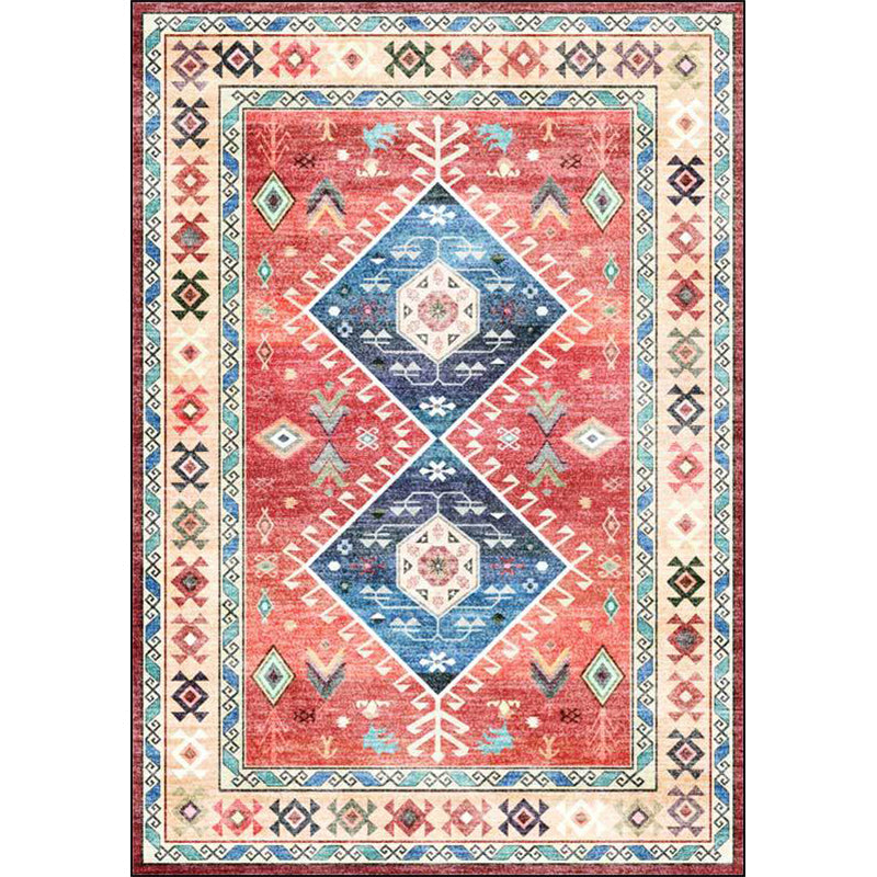 BowLift | Classic tribal pattern carpet light red southwest carpet polyester machine washable non-slip back carpet for bedroom