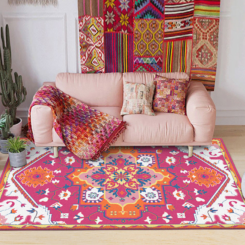 BowLift | Colorful Bedroom Rug Moroccan Medallion Floral Pattern Area Rug Polyester Non-Slip Stain-Resistant Rug