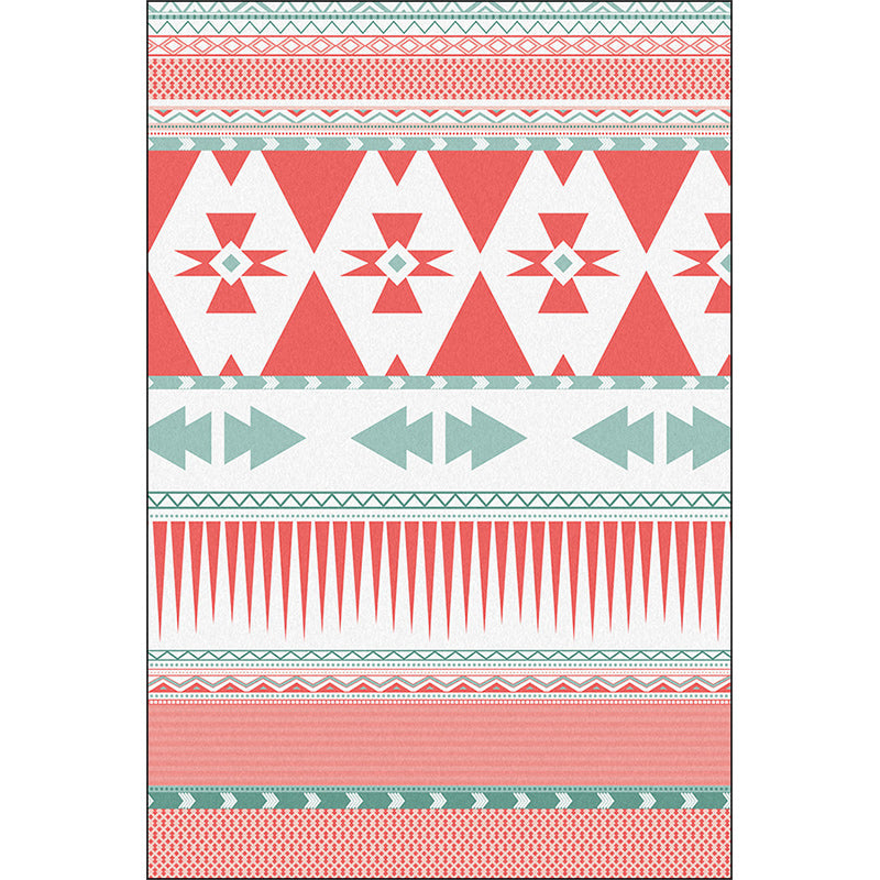 BowLift | Pink Bedroom Rug Southwestern Geometric Striped Pattern Area Rug Polyester Pet-Friendly Rug