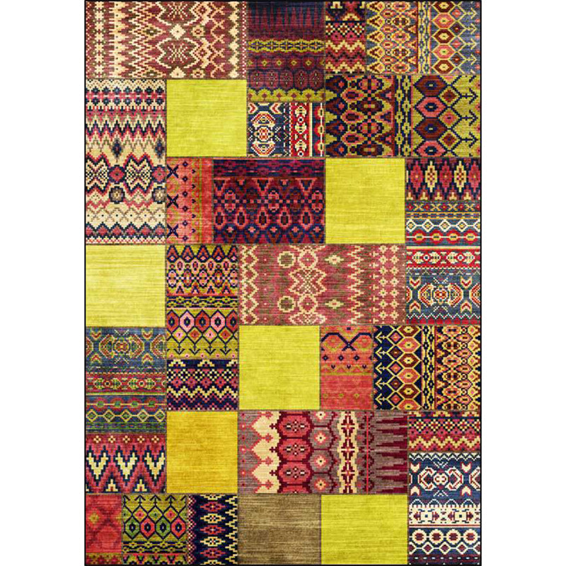 BowLift | Classic tribal pattern carpet Yellow and Brown Southwestern carpet Polyester machine washable non-slip backing carpet for the bedroom