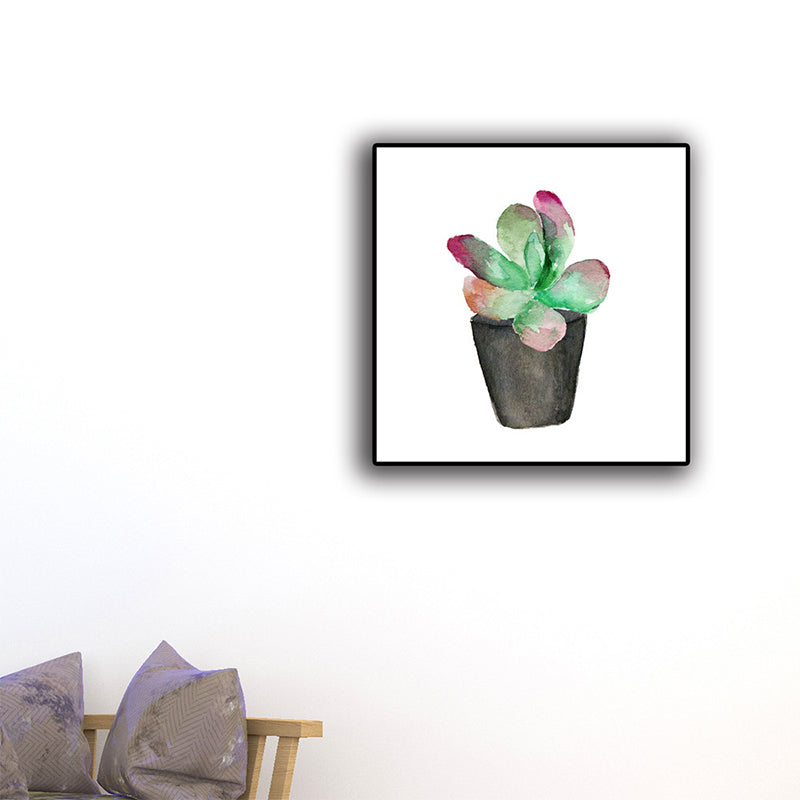 BowLift | Tropix Succulent Plant Sign Canvas Structured Green Wall Art Print for Living Room