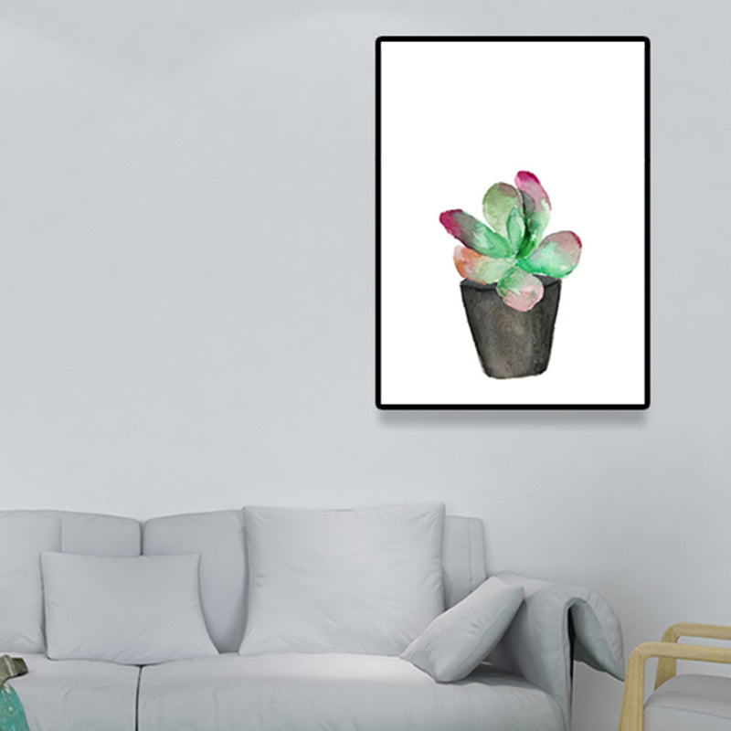 BowLift | Tropix Succulent Plant Sign Canvas Structured Green Wall Art Print for Living Room