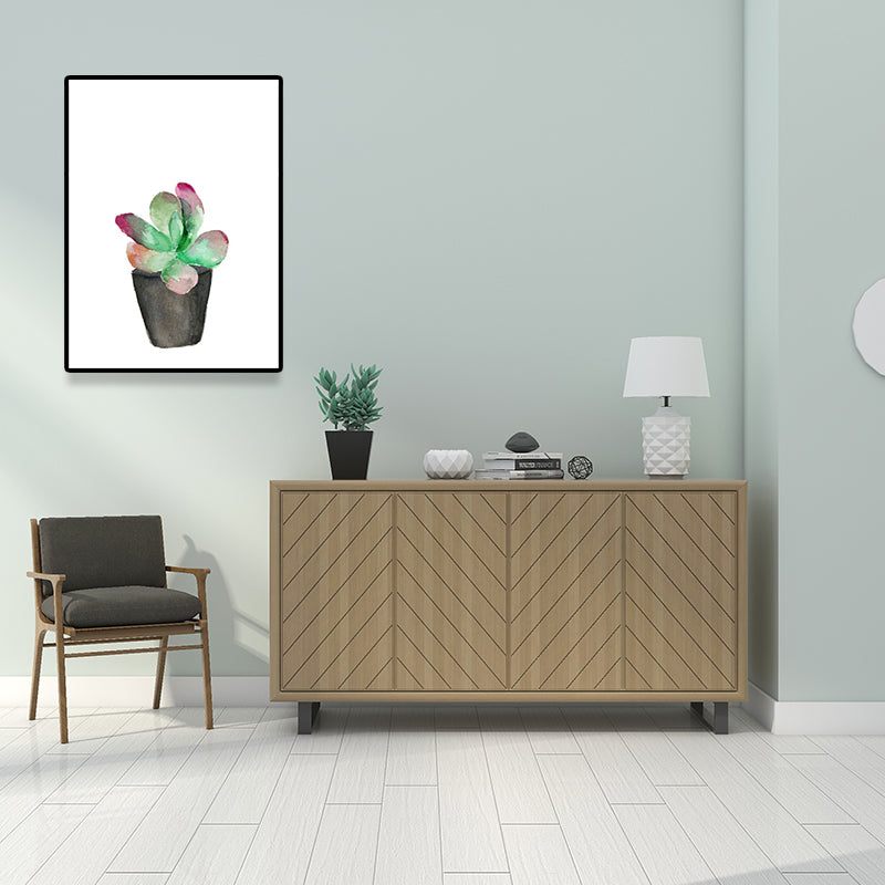 BowLift | Tropix Succulent Plant Sign Canvas Structured Green Wall Art Print for Living Room