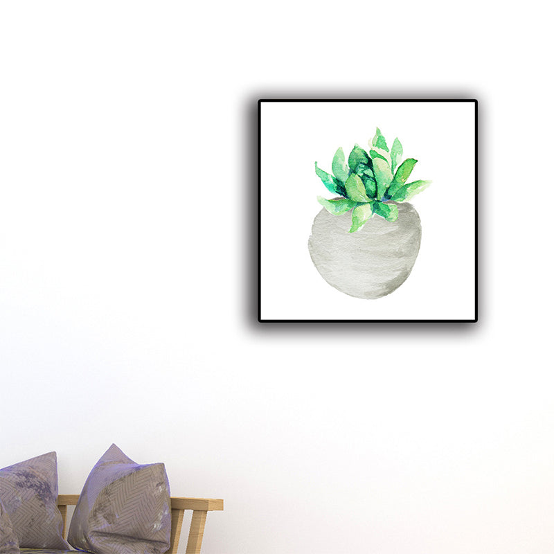 BowLift | Tropix Succulent Plant Sign Canvas Structured Green Wall Art Print for Living Room