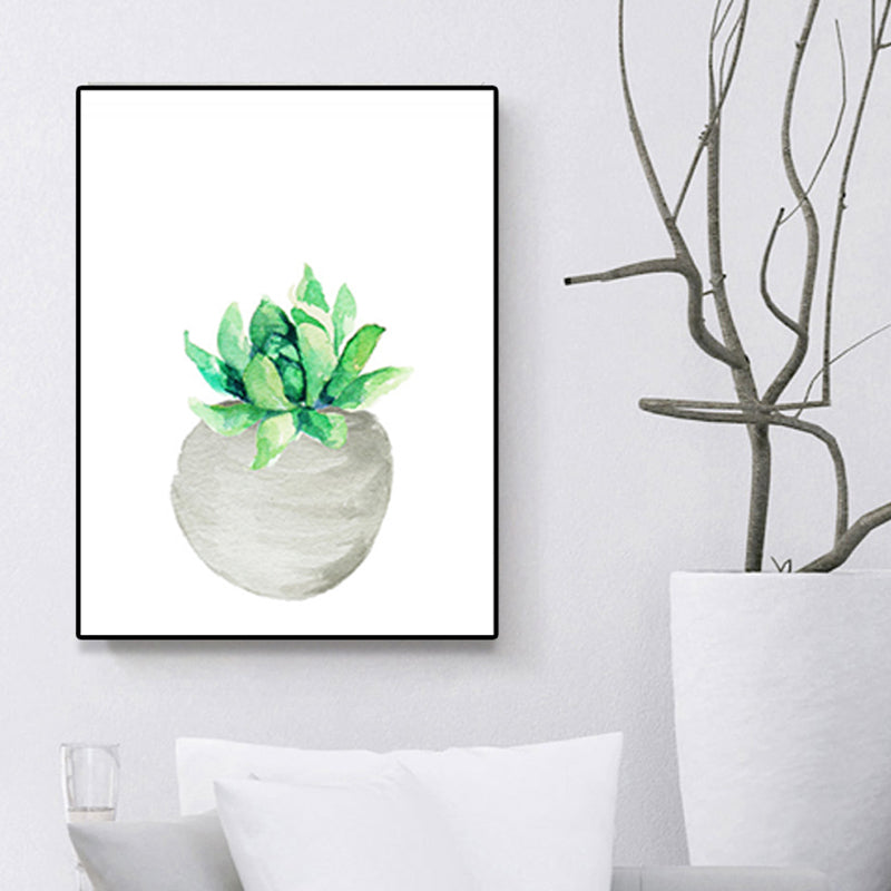 BowLift | Tropix Succulent Plant Sign Canvas Structured Green Wall Art Print for Living Room