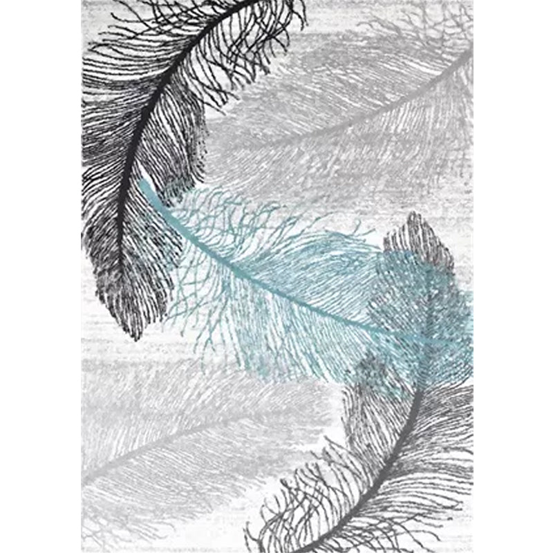 BowLift | Tropical living room rug in gray botanical print rug polyester non-slip machine washable area rug