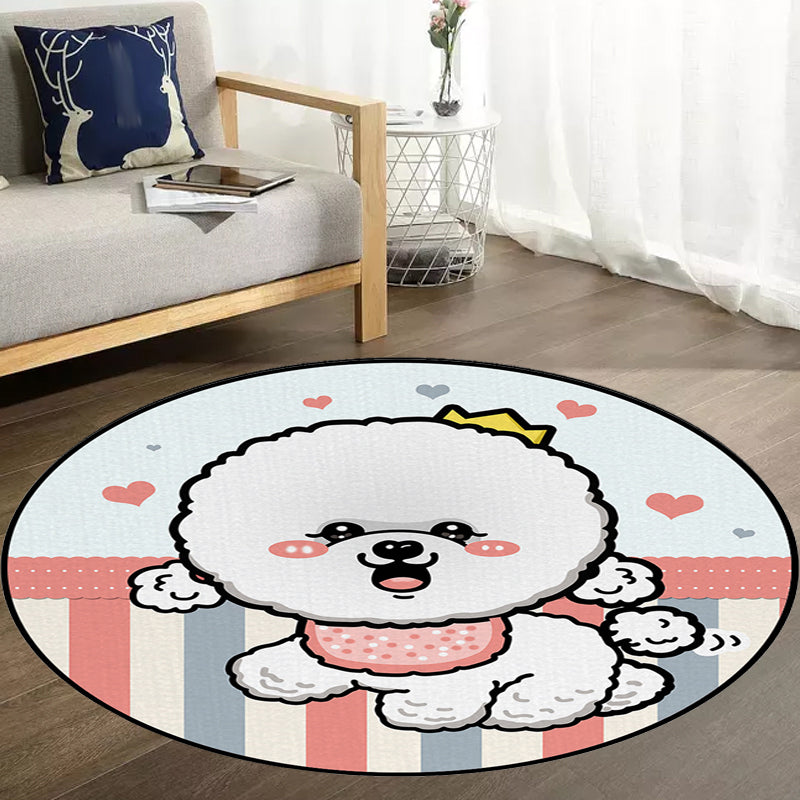 BowLift | Children's Room Rug in Purple and Red Animal Dog Star Strawberry Print Rug Polyester Non-Slip Area Rug