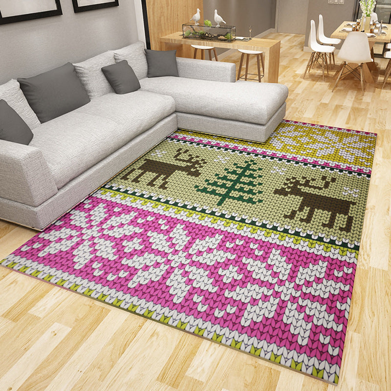 BowLift | Green and white bedroom carpet southwestern geometric animal pattern rug polyester non-slip rug