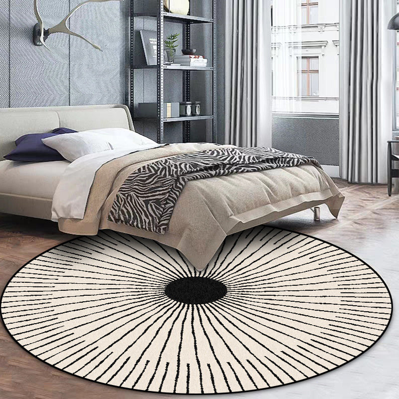 BowLift | Unique Radial Pattern Rug Apricot Modern Rug Polyester Washable Non-Slip Back Rug for Bedroom