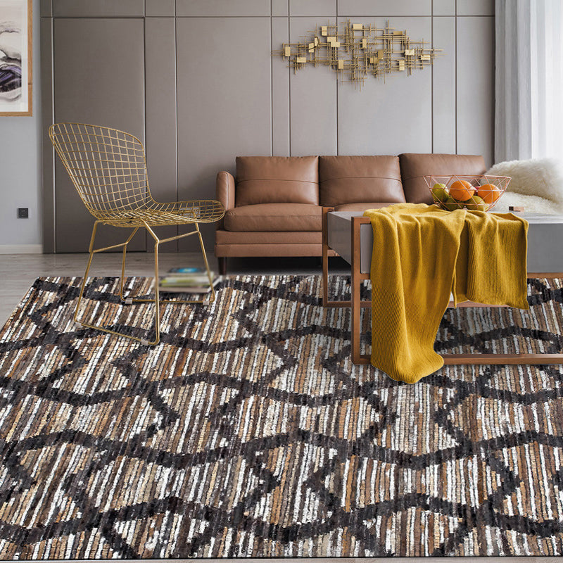 BowLift | Brown Bedroom Carpet Novelty Geometry Stripes Wave Pattern Carpet Polyester Non-Slip Back Carpet