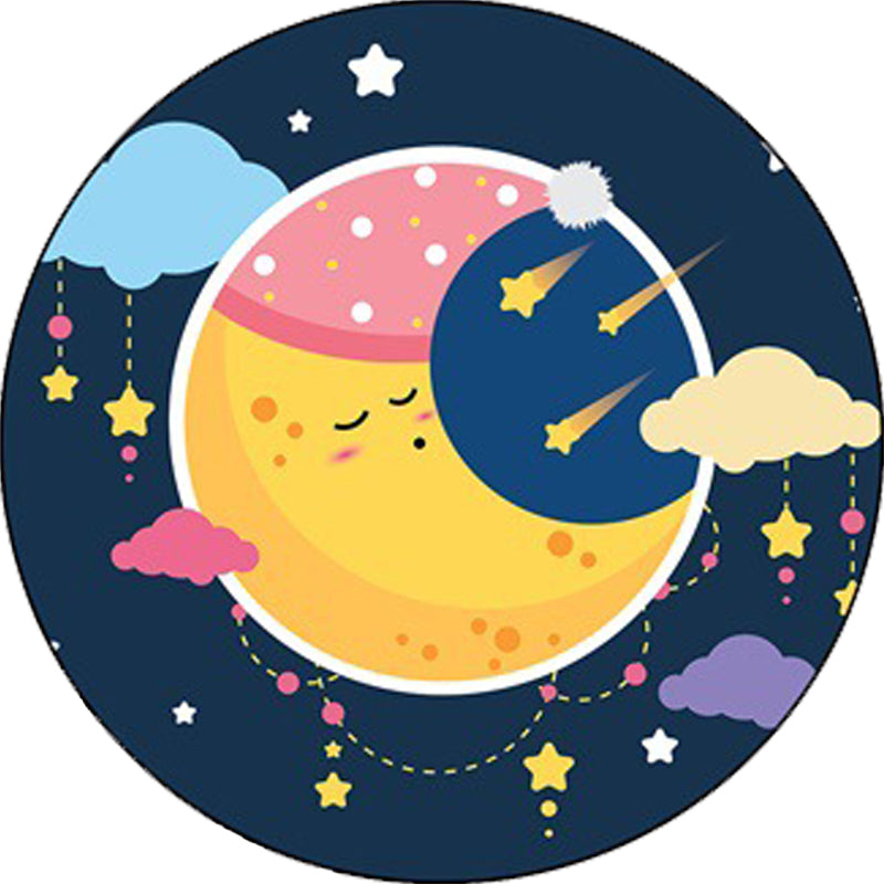 BowLift | Blue Children's Room Carpet Children's Fairy Tale Moon Stars Pattern Carpet Polyester  
Non-Slip Back Carpet