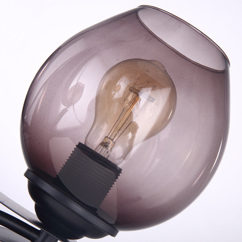 BowLift | A light wall lamp with ball shade gray glass industrial café lighting fixture in black