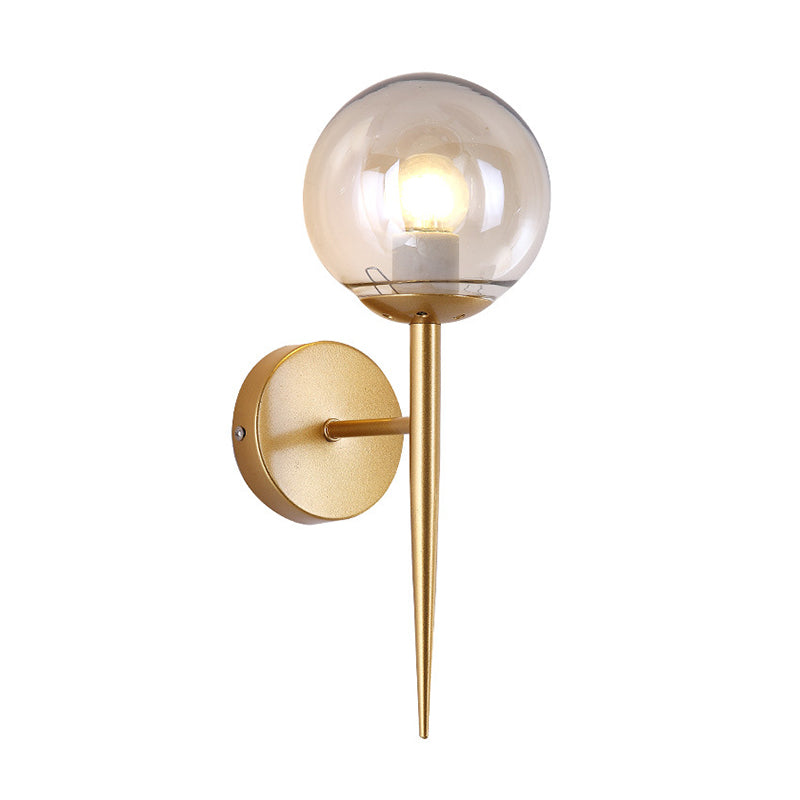 BowLift | Clear Glass Globe Wall Light Modern 1 Light Living Room Lighting Fixture in Gold