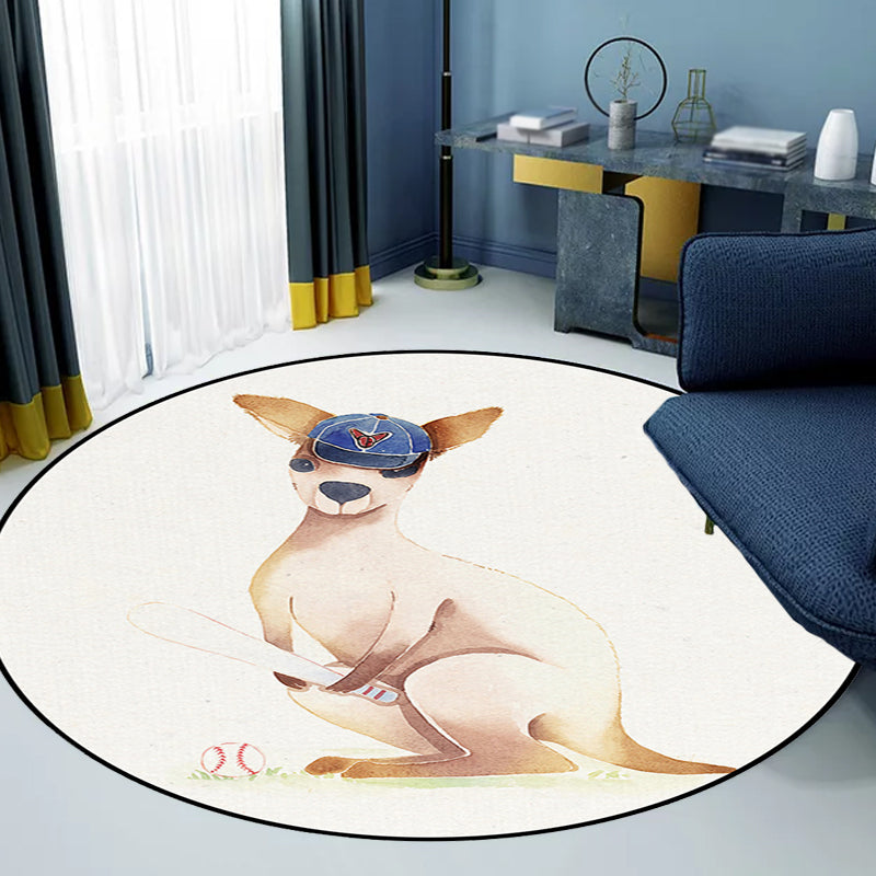 BowLift | White Children's Room Rug Children's Animal Bear Dog Panda Pattern Area Rug Polyester Non-Slip Back Rug