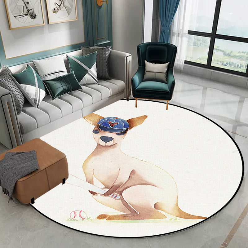 BowLift | White Children's Room Rug Children's Animal Bear Dog Panda Pattern Area Rug Polyester Non-Slip Back Rug