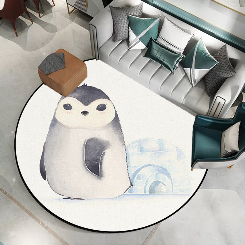 BowLift | White Children's Room Rug Children's Animal Bear Dog Panda Pattern Area Rug Polyester Non-Slip Back Rug