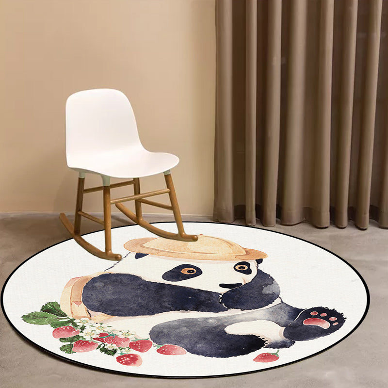 BowLift | White Children's Room Rug Children's Animal Bear Dog Panda Pattern Area Rug Polyester Non-Slip Back Rug