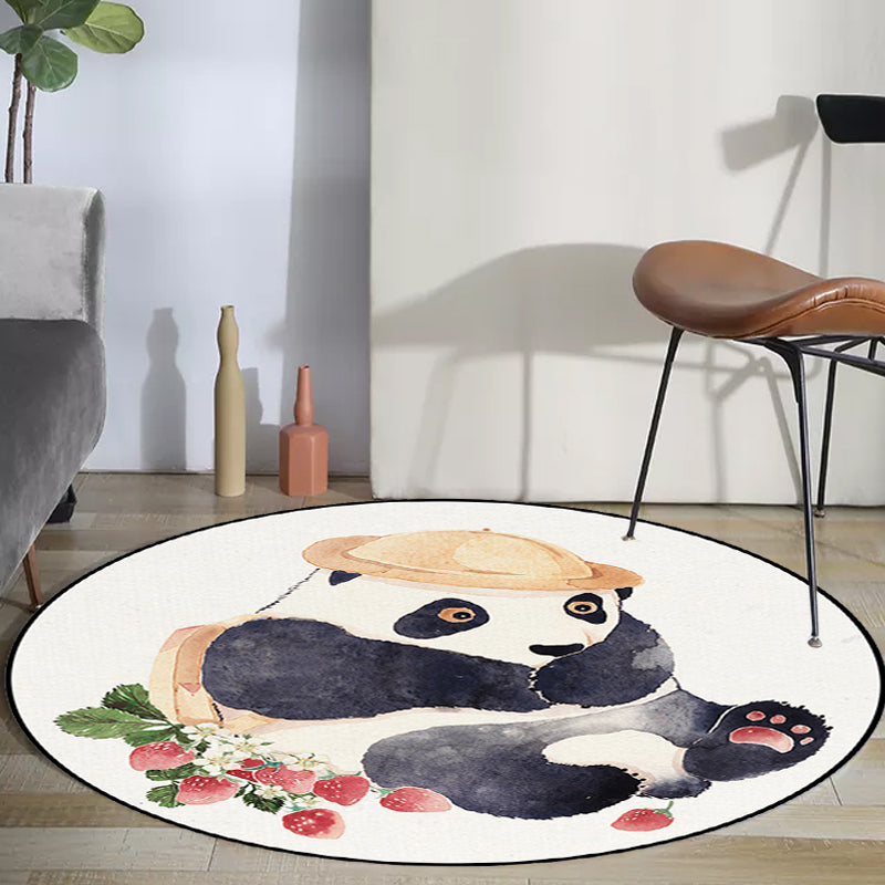 BowLift | White Children's Room Rug Children's Animal Bear Dog Panda Pattern Area Rug Polyester Non-Slip Back Rug
