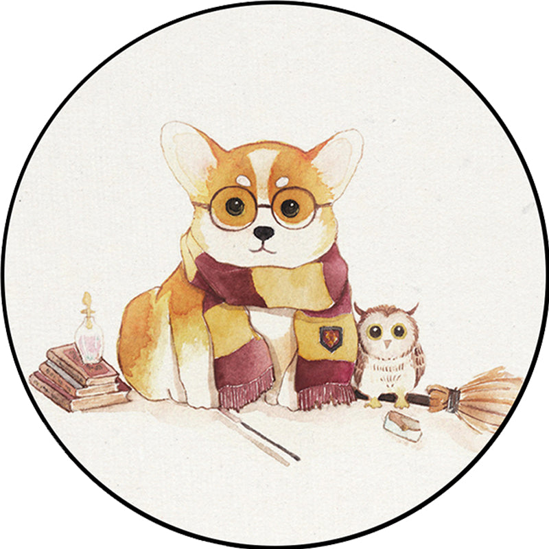 BowLift | White Children's Room Rug Children's Animal Bear Dog Panda Pattern Area Rug Polyester Non-Slip Back Rug