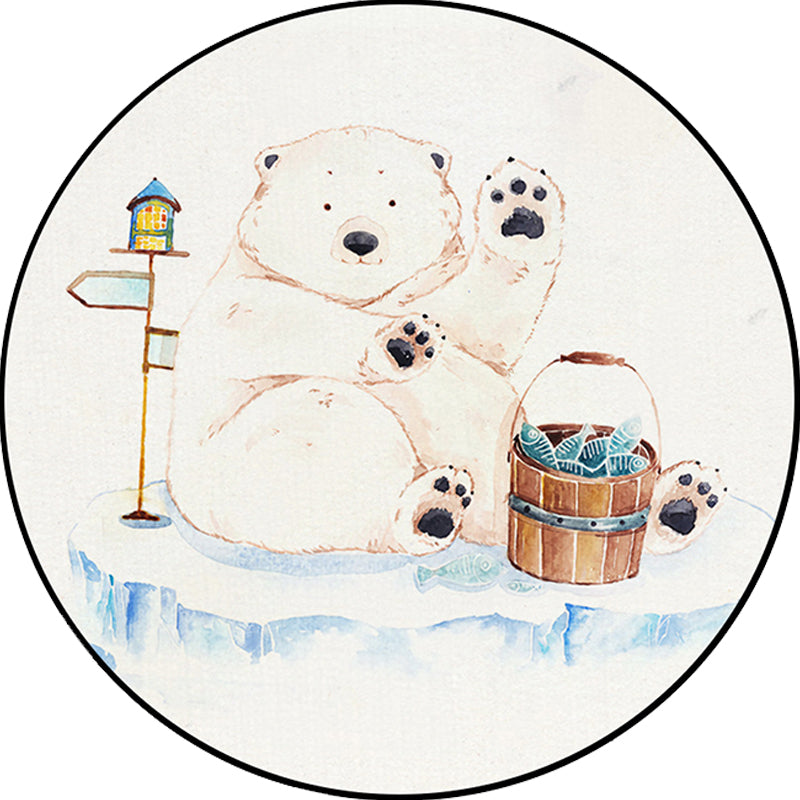 BowLift | White Children's Room Rug Children's Animal Bear Dog Panda Pattern Area Rug Polyester Non-Slip Back Rug