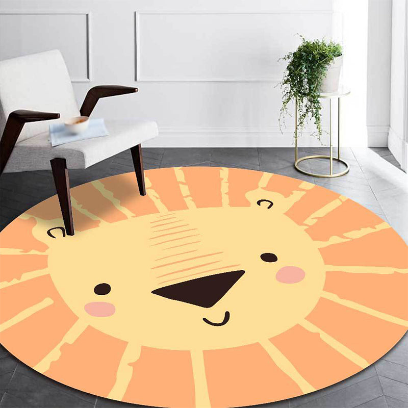 BowLift | Children’s Bedroom Carpet in Yellow Animal Lion Print Carpet Polyester Pet-Friendly Non-Slip Carpet