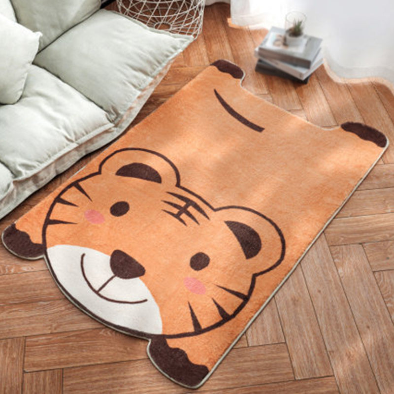 BowLift | Unique Children Irregular Rug in White and Pink Animal Lion Panda Pattern Rug Polyester Non-Slip Carpet for Children's Room