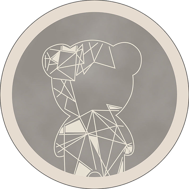 BowLift | Beautiful children's carpet in gray and brown animal bear geometric pattern carpet polyester stain-resistant carpet for the children's room