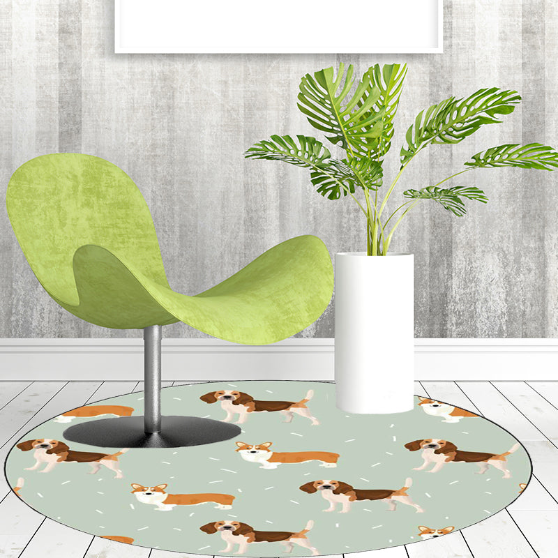 BowLift | Unique Kids Rug in White and Brown Animal Dog Food Pattern Carpet Polyester Stain Resistant Rug for Children's Room