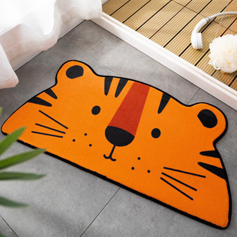 BowLift | Children Children's Room Irregular Rug in Pink and Orange Animals Tiger Lion Rabbit Print Rug Polyester Stain-resistant Area Rug