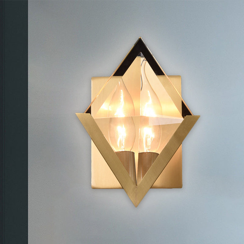 BowLift | Rhombus Clear Crystal Panel Wall Lamp Minimalist 1 Lamp Brass Wall Mount Light Fixture