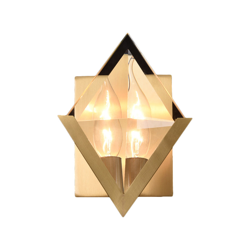 BowLift | Rhombus Clear Crystal Panel Wall Lamp Minimalist 1 Lamp Brass Wall Mount Light Fixture