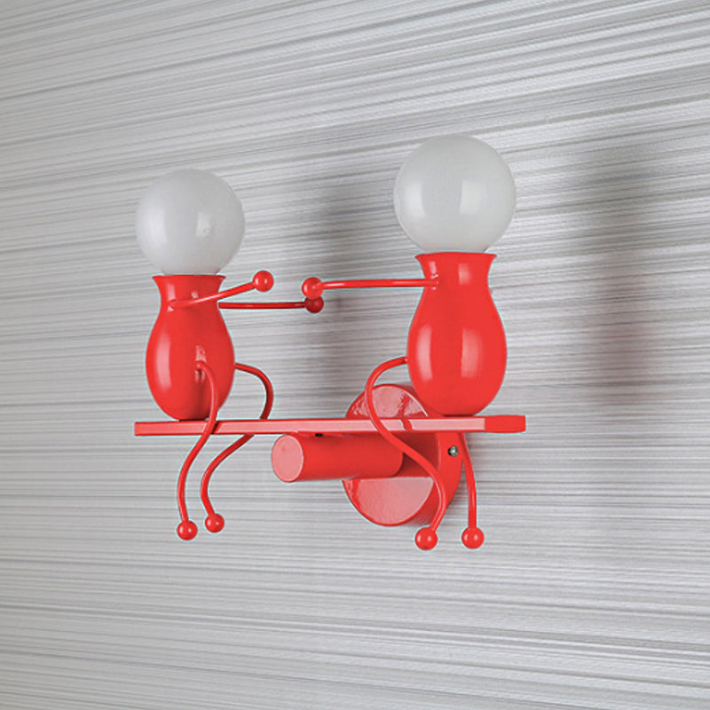 BowLift | Black/White/Red Childish Wall-Mounted Lamp Kids 2 Heads Metal Wall Light with Swing Arm