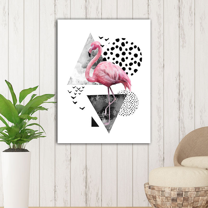 BowLift | Tropics for 80s Wrapped Canvas Flamingo and Geometry Pink Wall Art Prints, multiple sizes