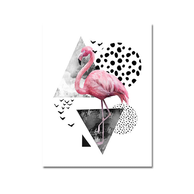 BowLift | Tropics for 80s Wrapped Canvas Flamingo and Geometry Pink Wall Art Prints, multiple sizes
