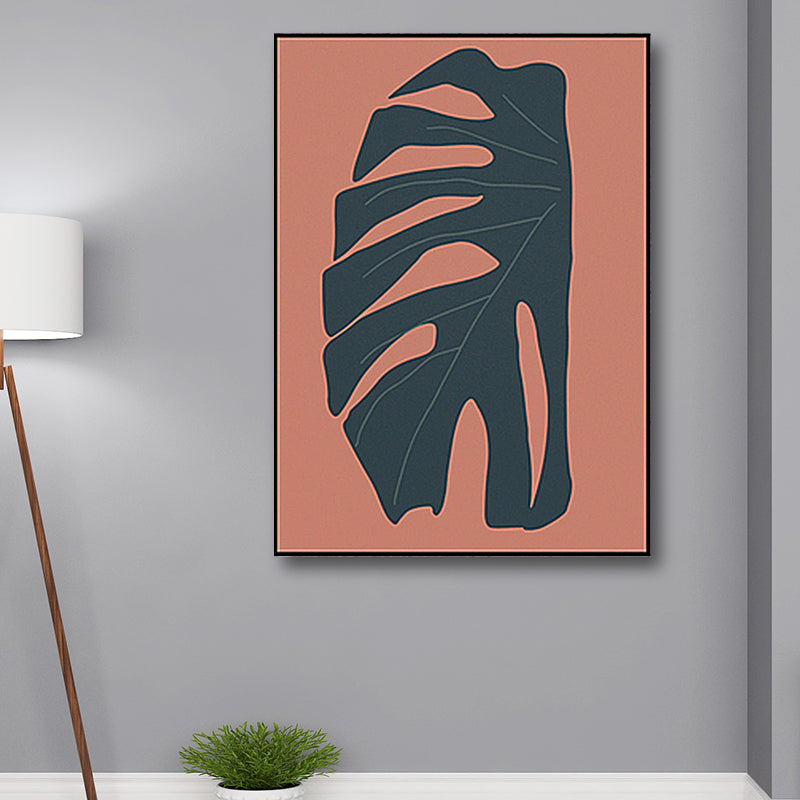 BowLift | Tropical leaf wrapped canvas texture living room wall art in red (Multiple size options)