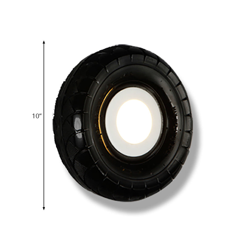 BowLift | Tyre Metallic Wall Light Farmhouse Style LED Corridor Wall Mount Lighting in Black, 10"/16" Width