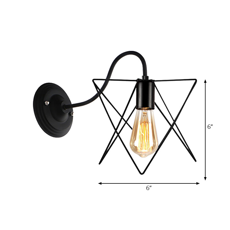 BowLift | Black 1 Head Wall Lamp Vintage Industrial Metal Bottle/Rectangular Wall Light Wall Lamp with Wire Frame for Café